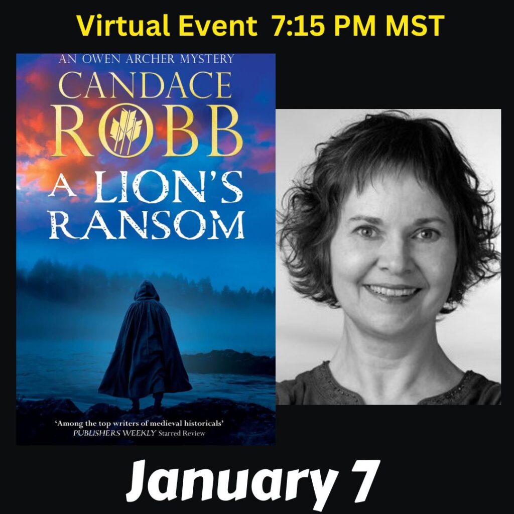 Virtual event with author Candace Robb for A Lion's Ransom at The Poisoned Pen Bookstore.